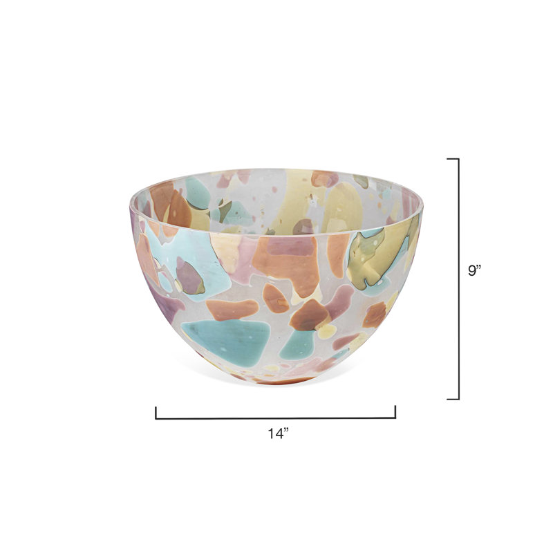 Bol décoratif aquarelle, H 9 po x l 14 po x P 14 po, Bleu