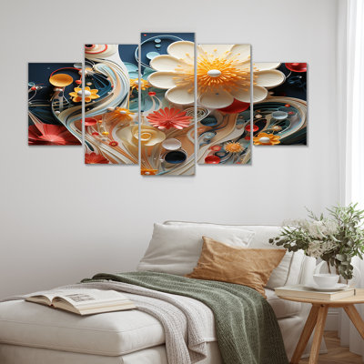 Nels - Art mural floral moderne pour le salon 5 pièces