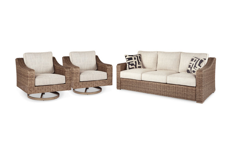 Signature Design by Ashley Beachcroft Outdoor Wicker Patio Sofa