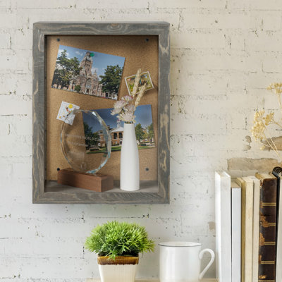 Wood Shadow Box with Frame in Grey