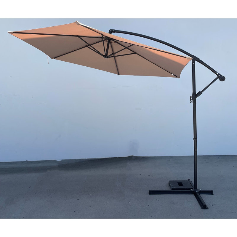 Parasol - Patio en porte-à-faux en acier 10 "avec manivelle et base Rhino
