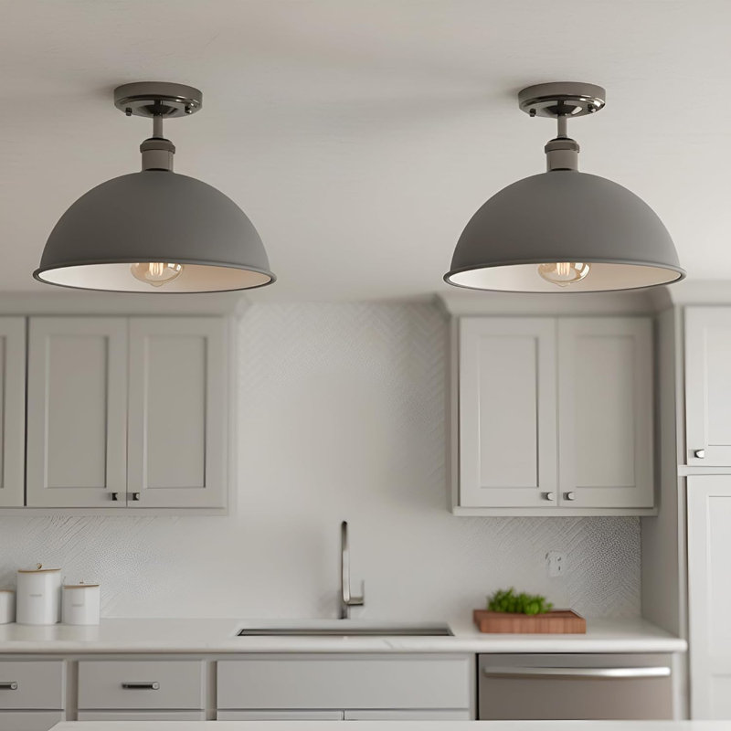 Semi Flush Mount, No, Grey