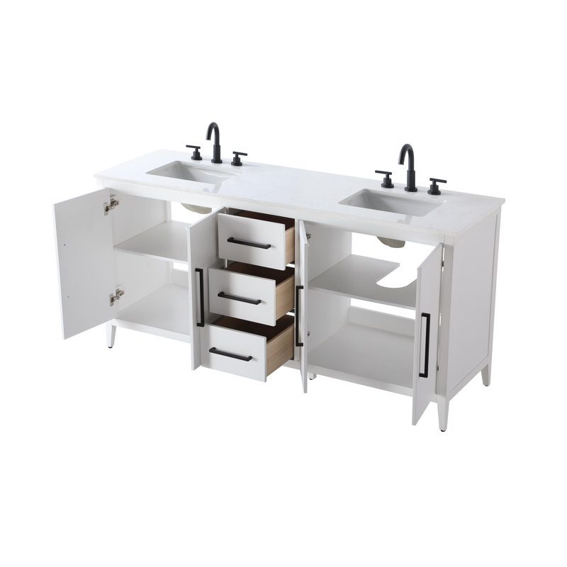 Meuble-lavabo double 72 po, Blanc