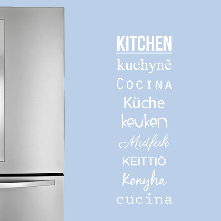 Décalcomanie murale mots pour la cuisine, Blanc