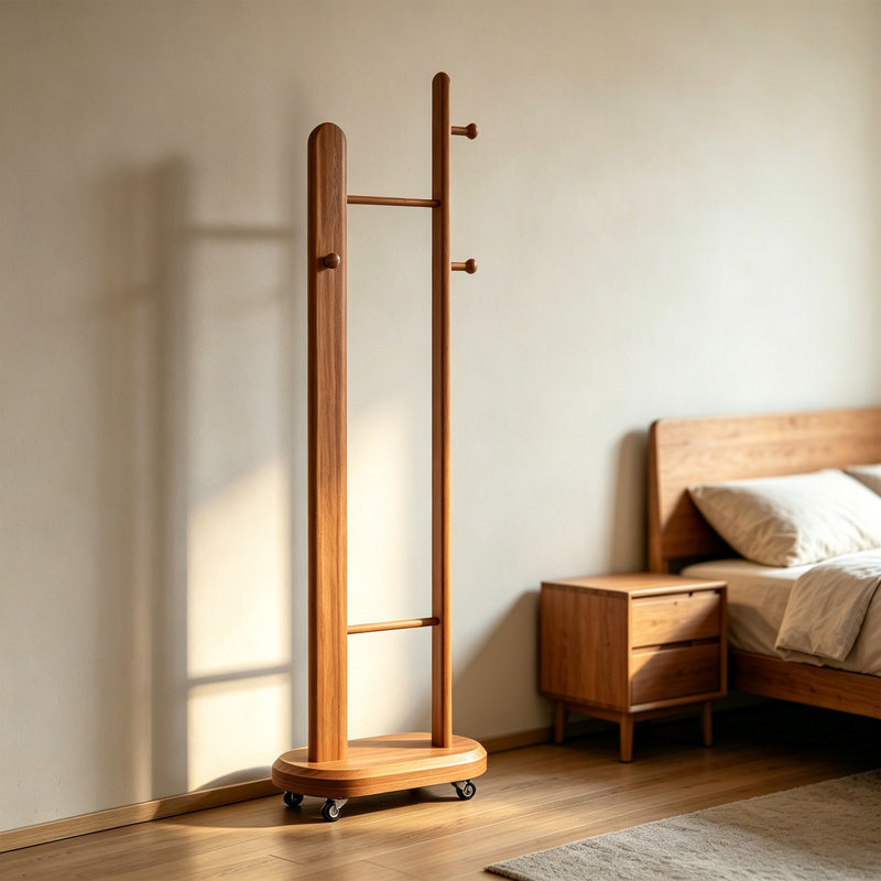 Portemanteau en bois d'hévéa massif, Brun
