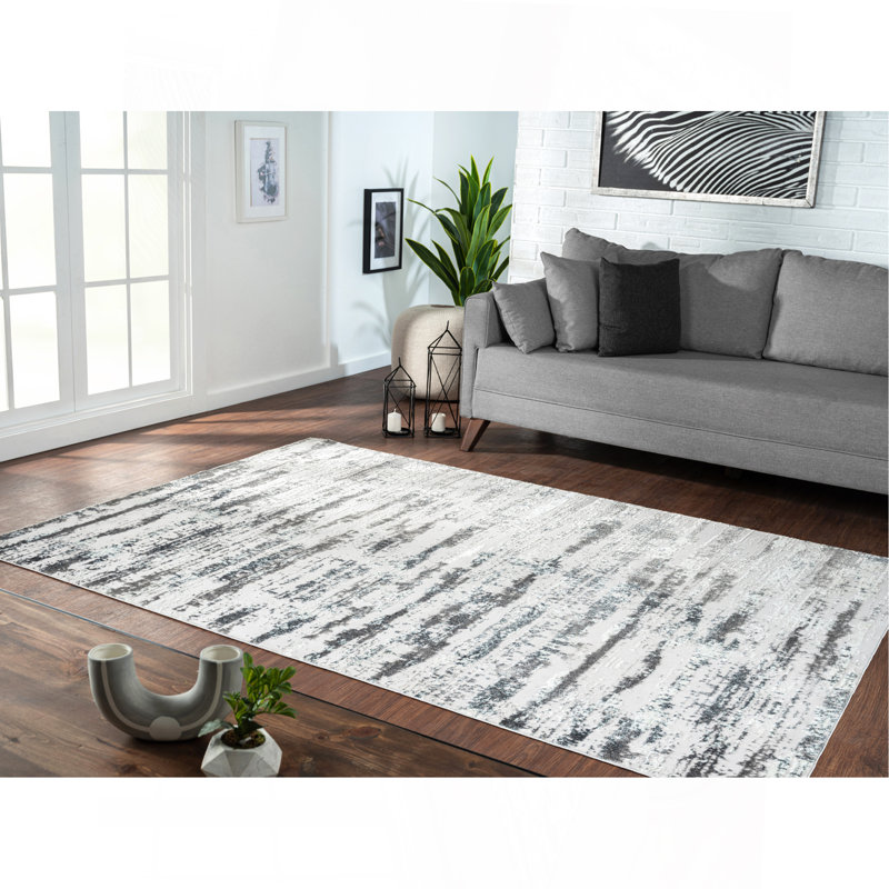 Tapis tissé argenté Milano Milano, Rectangle 4pi x 6 pi