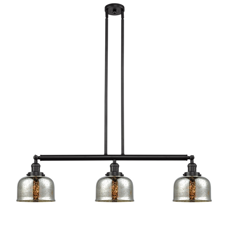 Luminaire suspendu linéaire à 3 lumières pour îlot de cuisine Saroyan, Nickel poli, Ampoule DEL 6 watts Vinage, Grainé