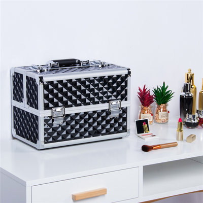 Professional Cosmetic Case Lockable Makeup Box Beauty Travel Case