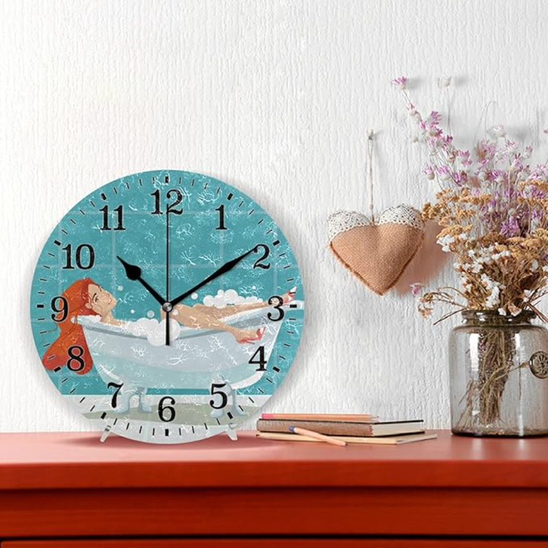 Horloge murale silencieuse pour salle de bain JUNZAN