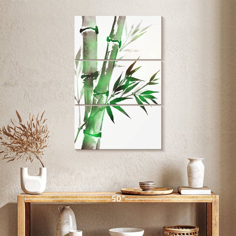 Vert lavé à l'encre de bambou, H 32 po x l 20 po