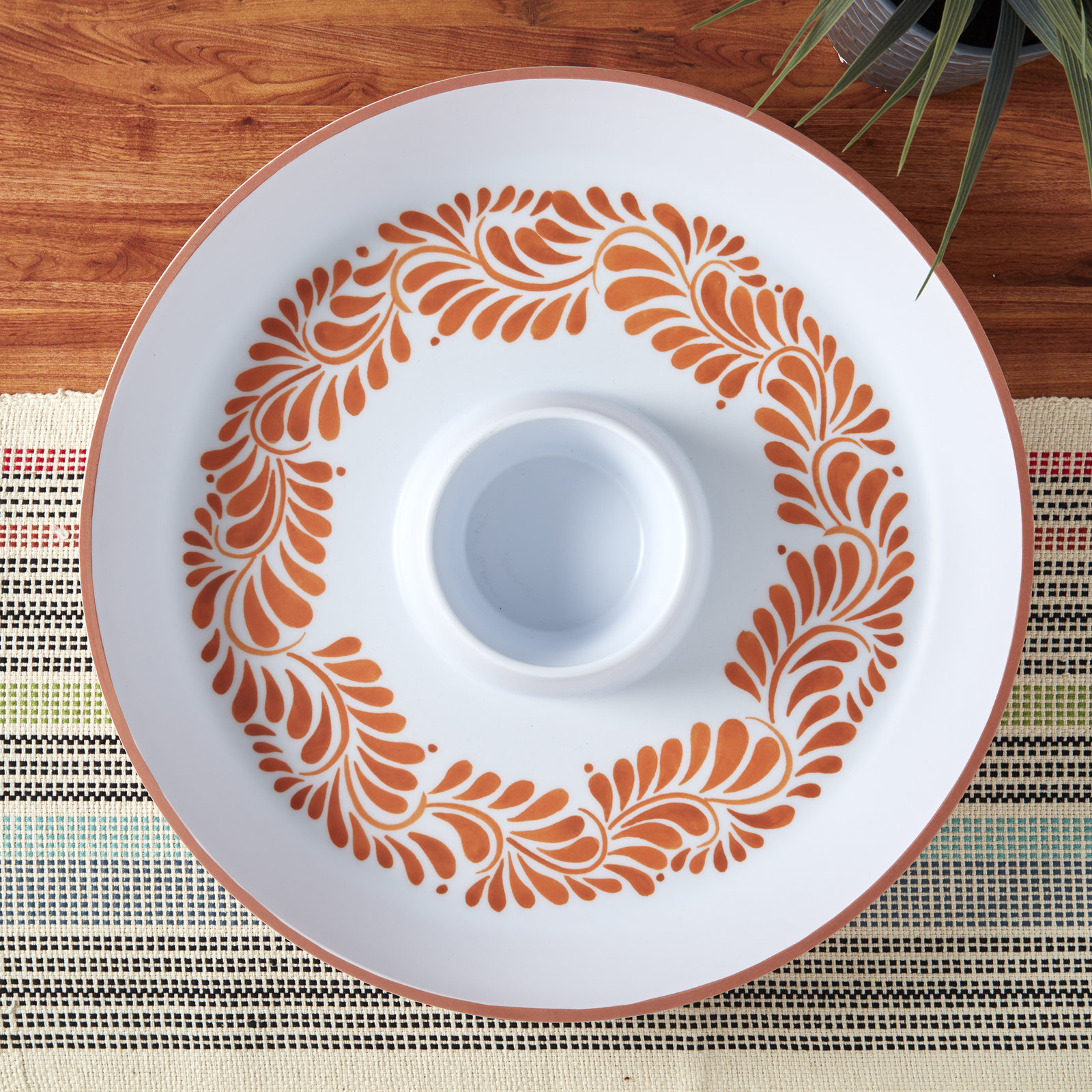 INFUSE Lebrillo Chips and Dip Platter, White/Orange