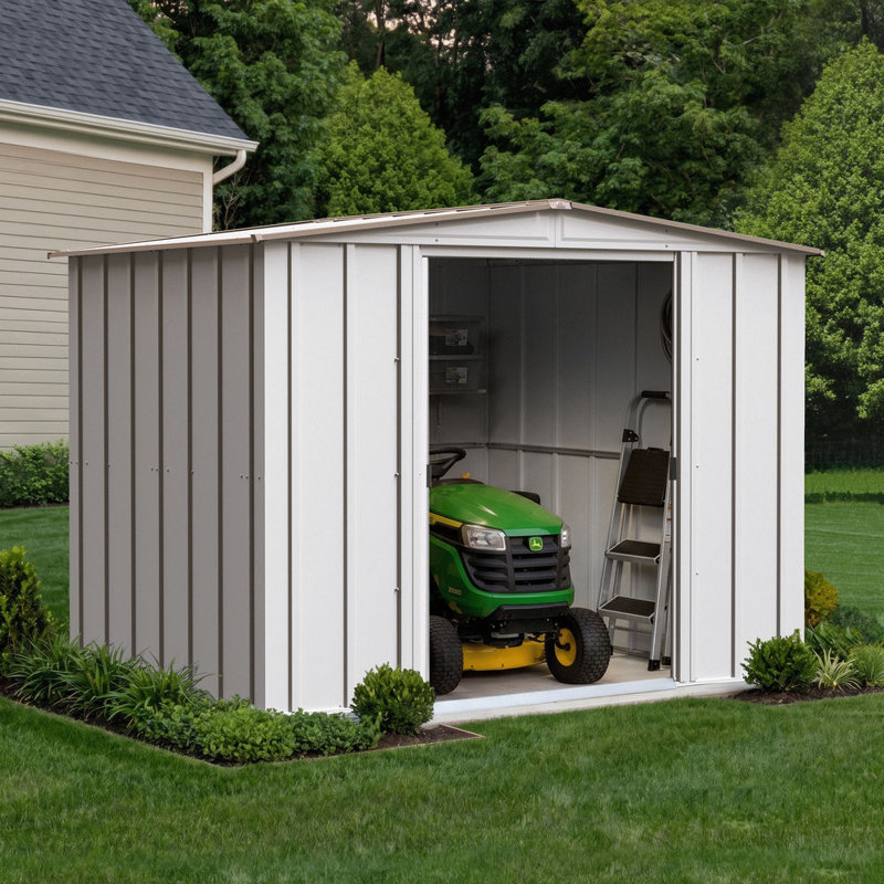 8x6 Classic Steel Storage Shed Eggshell