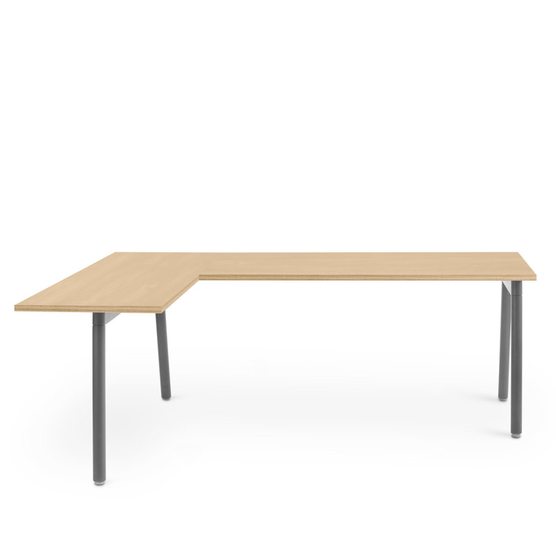 Bureau en coin Series A, LPL, Gris anthracite / chêne naturel, Left Hand Facing, H 29 po x l 56 po x P 79 po