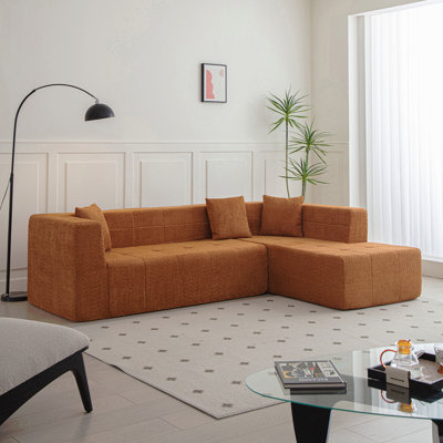 Canapé modulaire en L 105,5 po, canapé modulaire en L capitonné à assise profonde avec méridienne pour salon