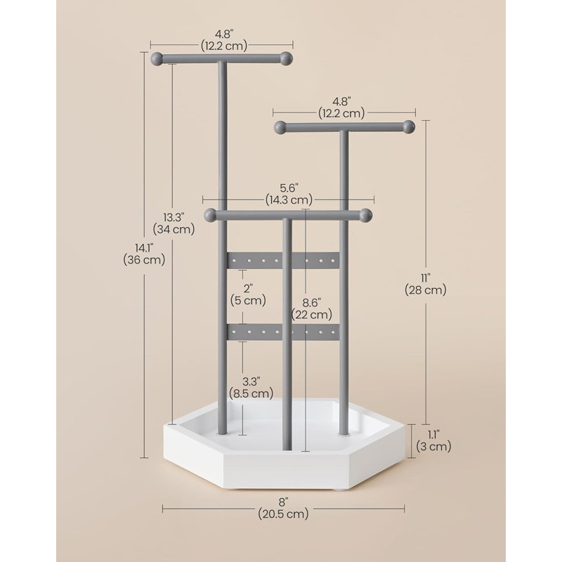 Jewellery Stand +, Dove Gray/Cloud White
