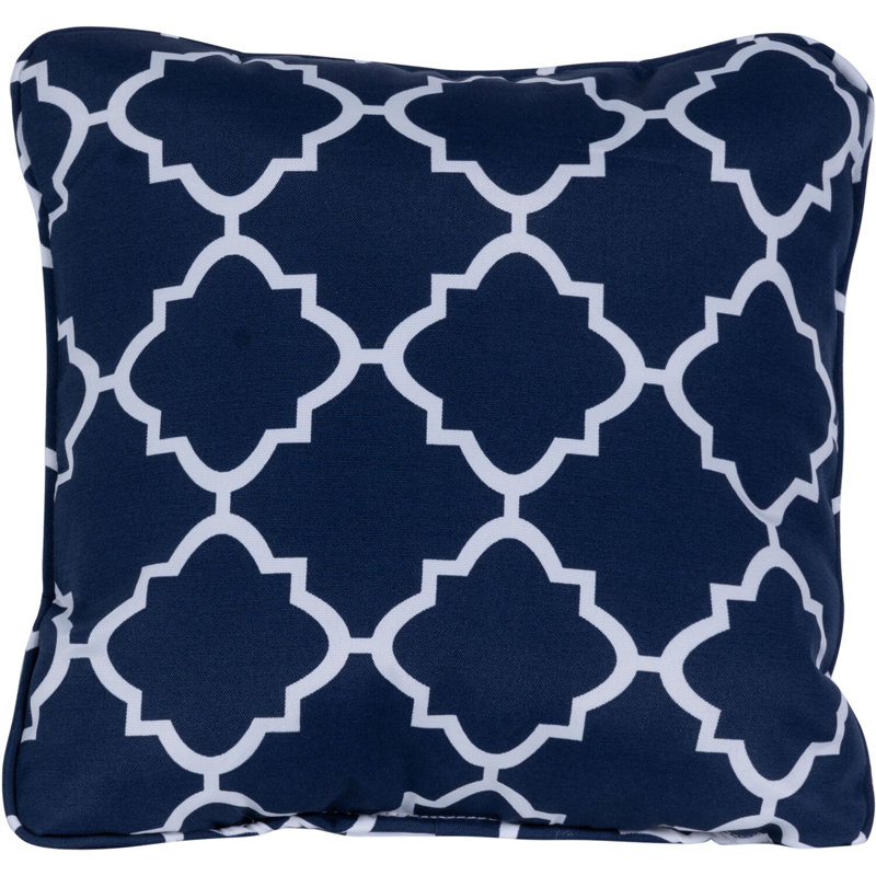 Navy Blue Geometric Lattice Indoor/Outdoor Square Pillow Set