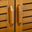 Banc à chaussures avec armoires de rangement, banc d'entrée en bambou avec coussin de siège, 3 portes et compartiment caché pour le couloir, brun