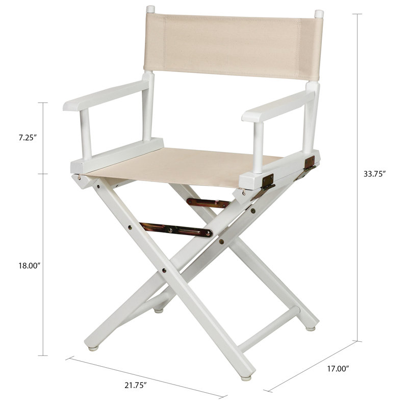 18" Folding Director Chair, Natural/Wheat, White