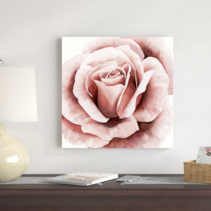 «Pink Rose II», peinture sur toile, H 20 po x l 20 po x P 1,25 po, Toile tendue