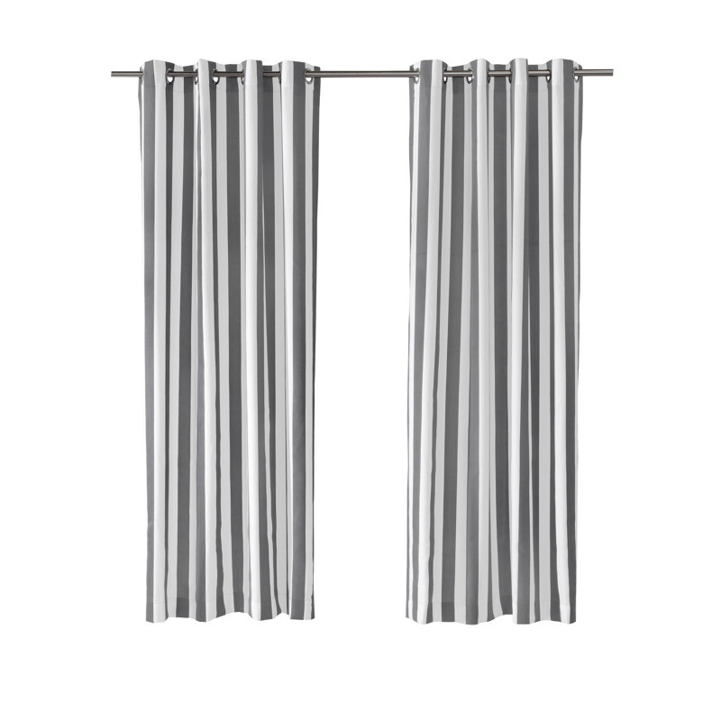 Panneau de rideau d'extérieur simple diaphane rayé avec œillets Arielle, l 50 po x L 96 po, Gris foncé