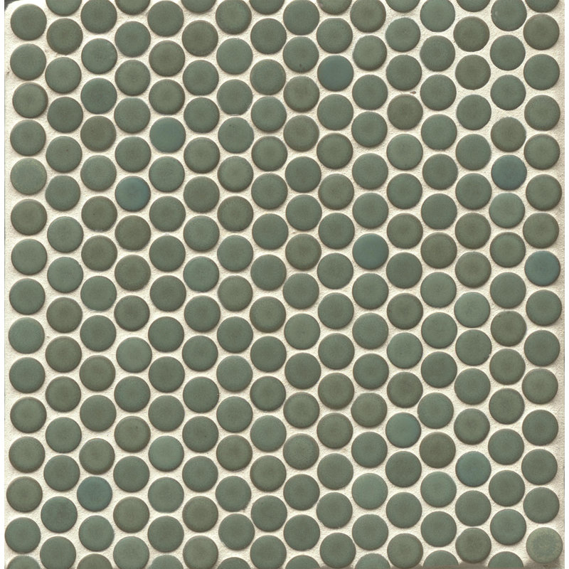 Carreau de mosaïque en porcelaine Penny, Sauge argentée
