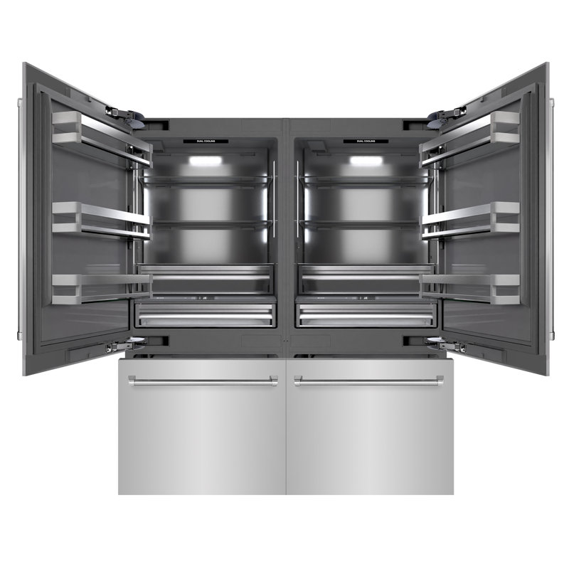 ZLINE 72 in. Built-In Refrigerator in Black Stainless Steel w/ Graphite Gray Interior, Stainless Steel/Graphite Gray