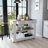 Kitchen Island 36" H, Six Casters, Two Drawers, Two Open Storage Shelves, Towel Hanger, Light Oak-1210536004