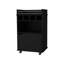 Chariot-bar noir rectangulaire pour salle à manger avec étagère spacieuse, porte-bouteilles encastrés et espace de rangement