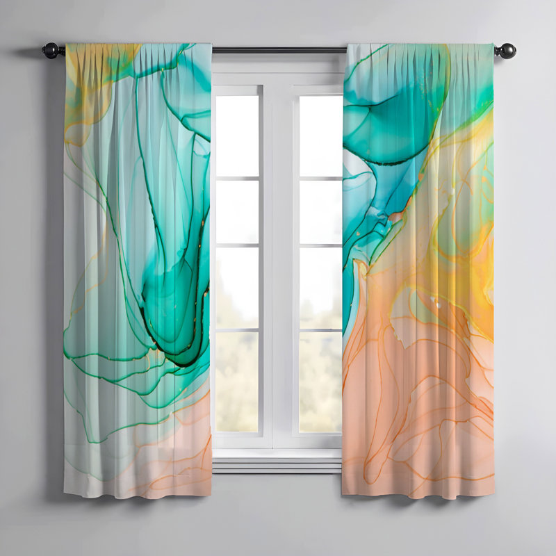 Paire de rideaux semi-transparents en polyester Einav, L 20 po x L 52 po