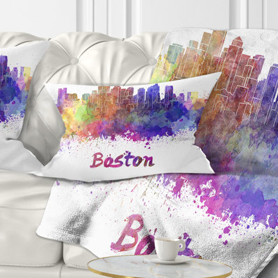 Boston Skyline - Cityscape Printed Throw Pillow