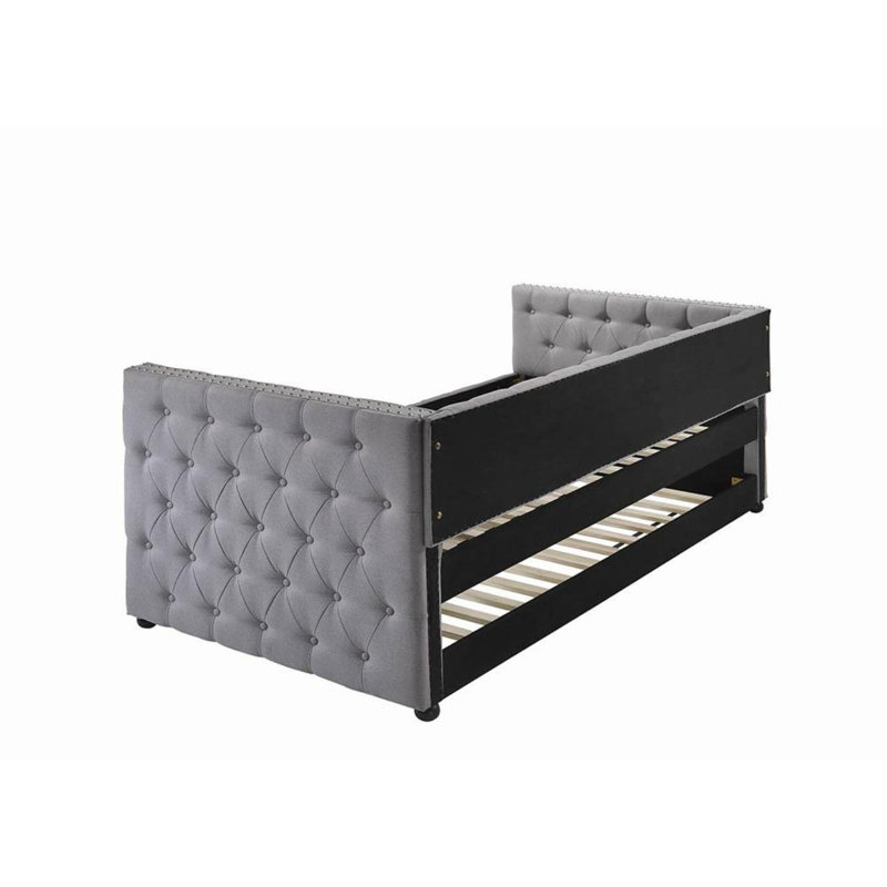 Arwen Upholstered Twin Daybed with Trundle Grey