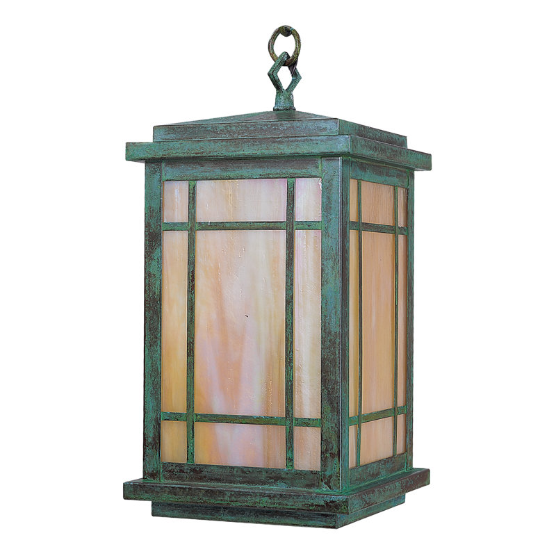 Avenue 1 - Light LED Outdoor Hanging Lantern, 14.5" H x 8" W, Antique Copper, Off White