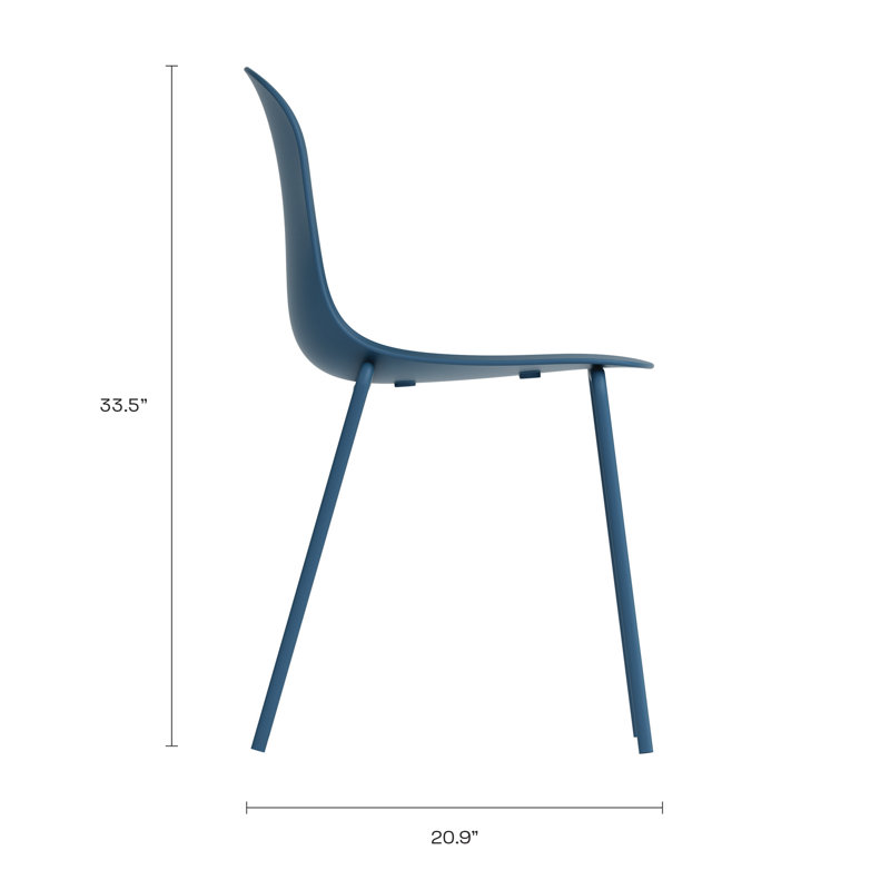 Khyson Stackable Dining Chairs for Indoors or Outdoors with Full Back Contoured Seat and Steel Legs, Blue
