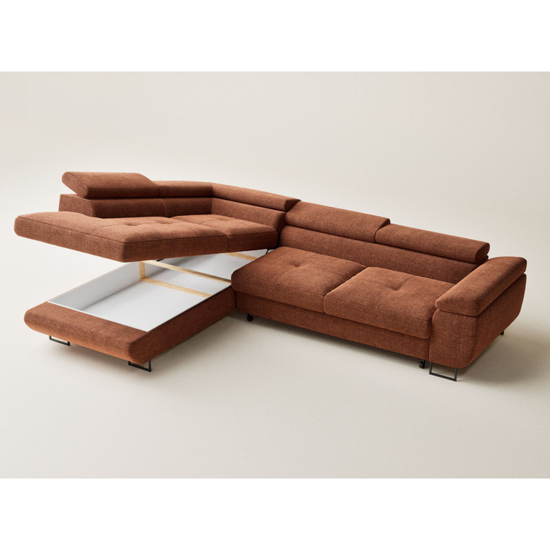 4 Seater Reclining Corner Sofa , Left Hand Facing, Copper Polyester/Chenille