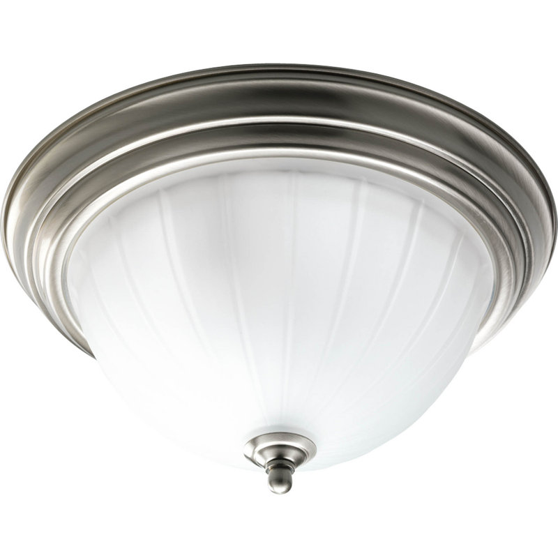 Bodnar Glass Flush Mount, Brushed Nickel, 5.375" H x 11" W, Medium Base