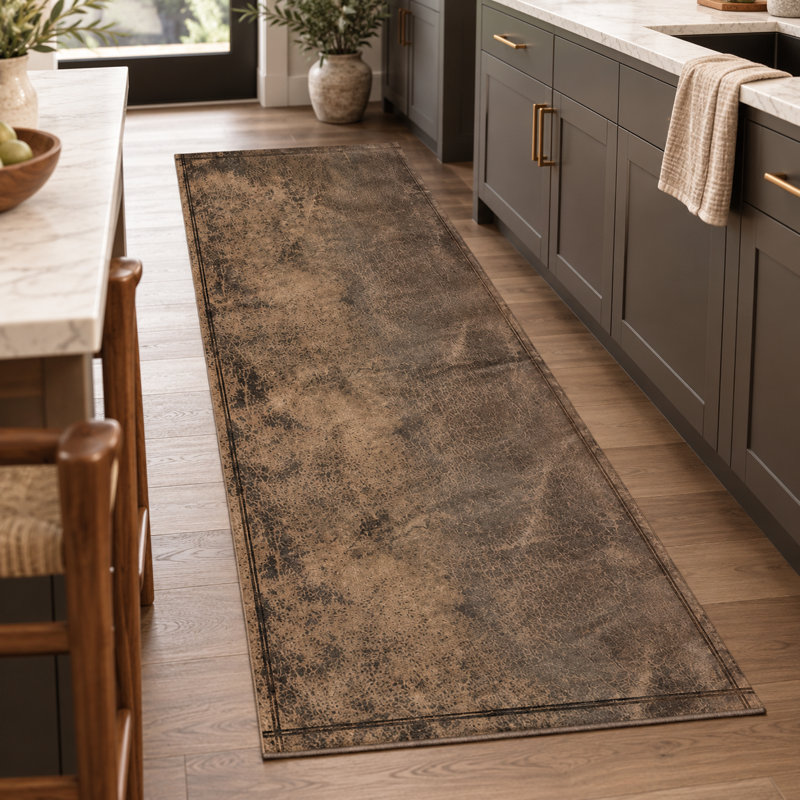 Tapis de cuisine en cuir gris, Rectangle 2' x 3'