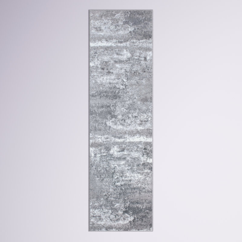 Tapis gris foncé / blanc Willington, Tapis de couloir de 2 pi x 7 pi