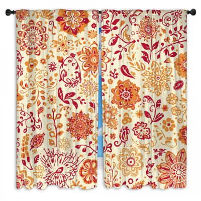 Rideaux de fenêtre à motif floral complexes et obscurcissant - 2 panneaux