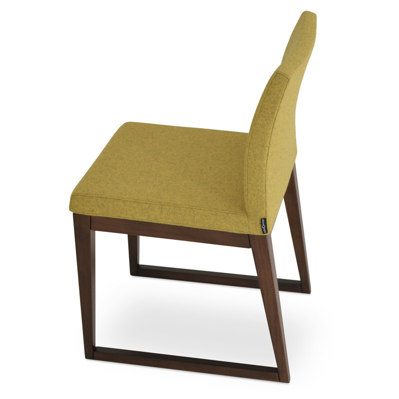 Aria Sled Wood Dining Chair, Amber Wool