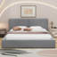 Grand lit tapissier au sol en velours-550158344