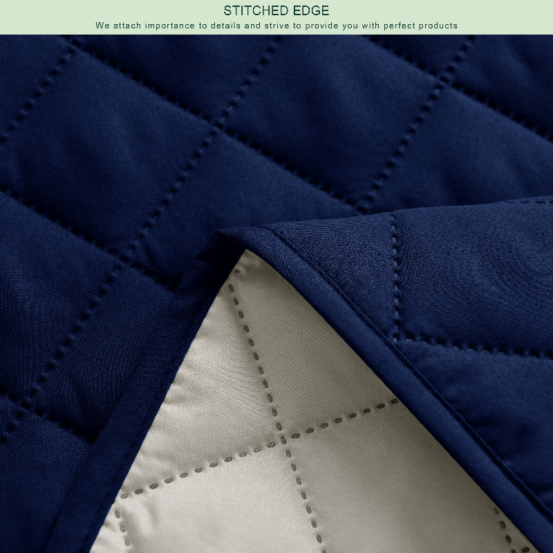 Housse réversible pour fauteuil à coussins carrés / rectangulaires, Microfibre bleu marine / suédine