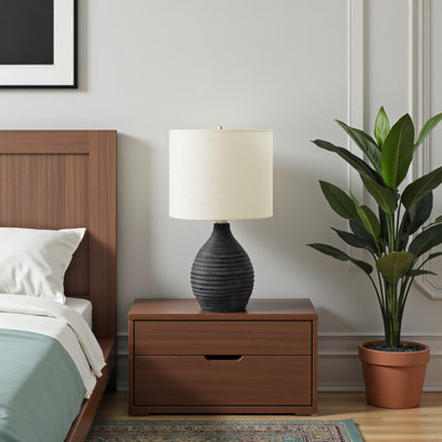 Takeo Standard Metal Table Lamp in Dark Gray Resin and Ivory, 16.37'' H X 9.39'' W X 9.39'' D