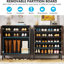 Armoire à chaussures 31,5 pouces en bois brun et noir avec portes, range-chaussures 5 niveaux-2016091095