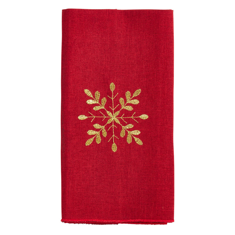 Ensemble de 4 serviettes de table brodées en flocons de neige l 20 po x L 20 po, Rouge