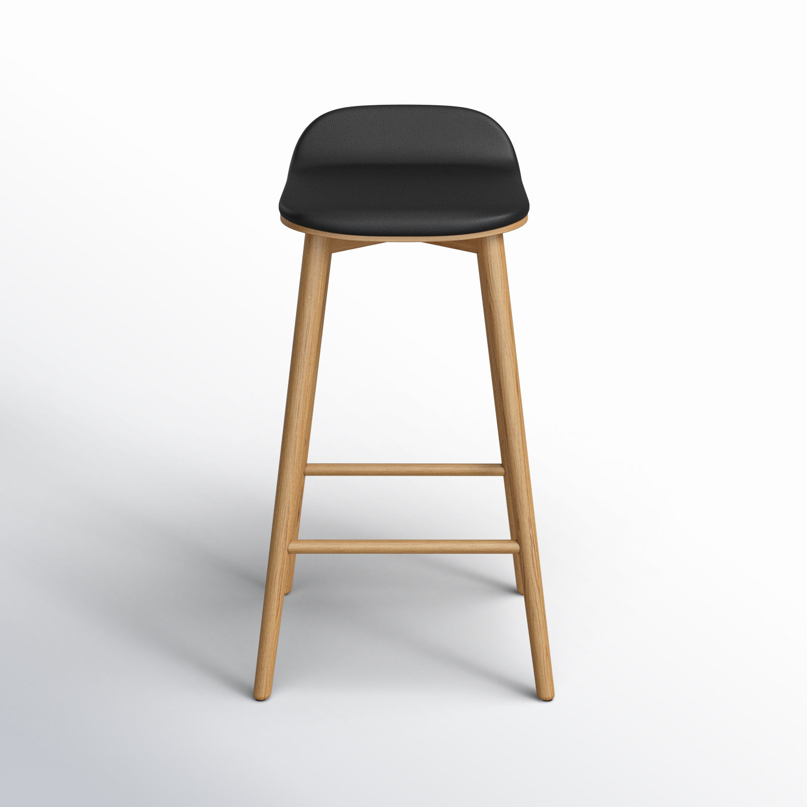 26" Genuine Leather Bar Stool, Oak