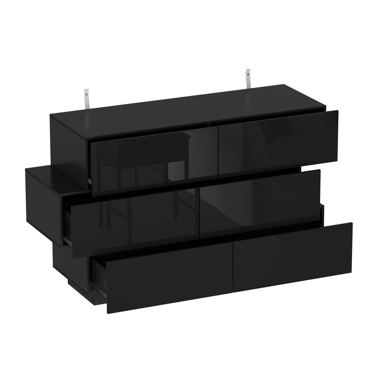Bhavina 50.8'' W 6 - Drawer Dresser, Black