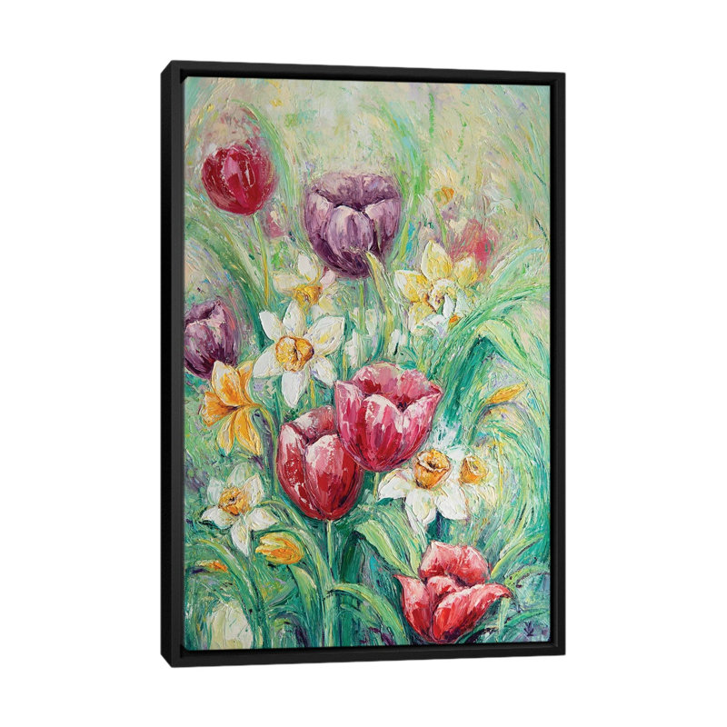 Spring Flowers by Vlada Koval - Painting on Canvas, Black Framed, 66.04 cm H x 45.72 cm W