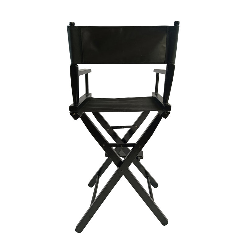 Director's Chair 2Pcs, Black. Foldable Structure. Populus Wood & Canvas Seat. Adults Folding  2Pcs , Canvas. Easy To Store. For Adults. 176Lbs Weight Capacity. Simple Assembly