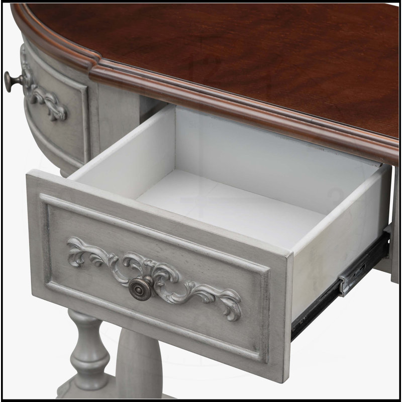 Charmante console courbée avec plusieurs tiroirs et une tablette pour le salon