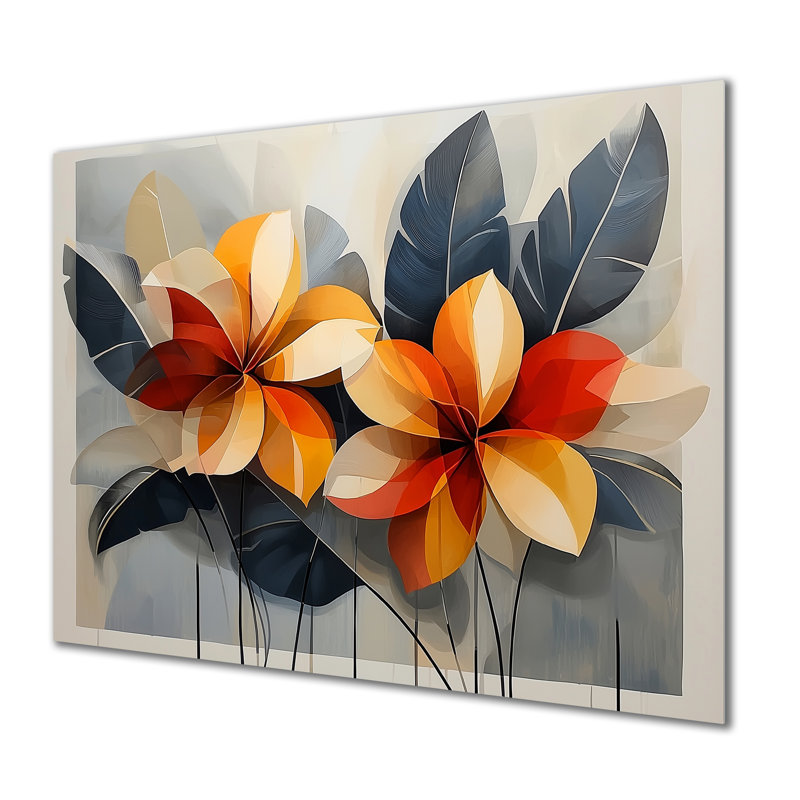Été Hibisuc dans une symphonie géométrique I - Hibiscus, décoration murale en métal, reproduction d'art traditionnelle en métal
